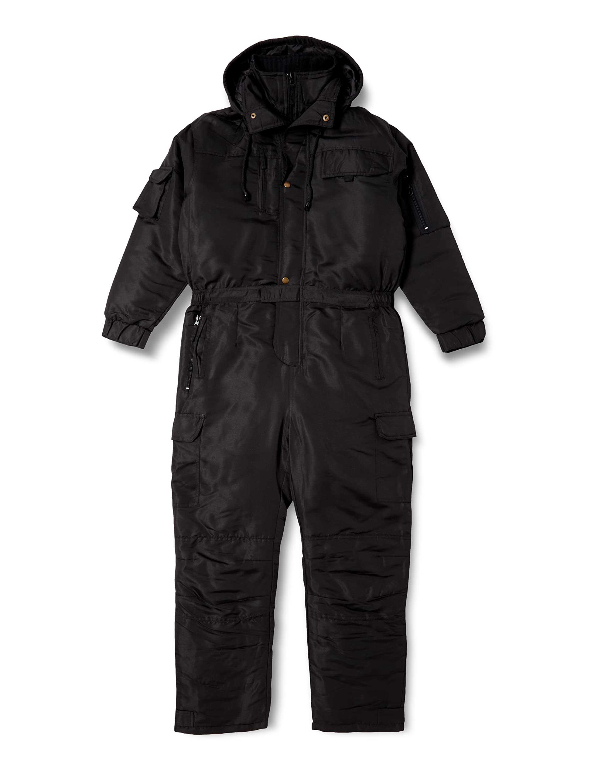 [シンメン] 617 中綿防寒つなぎ フード付き 長袖 あったかい オーバーオール (ツイル素材フード取り外し可能袖・裾マジックテープ) メ