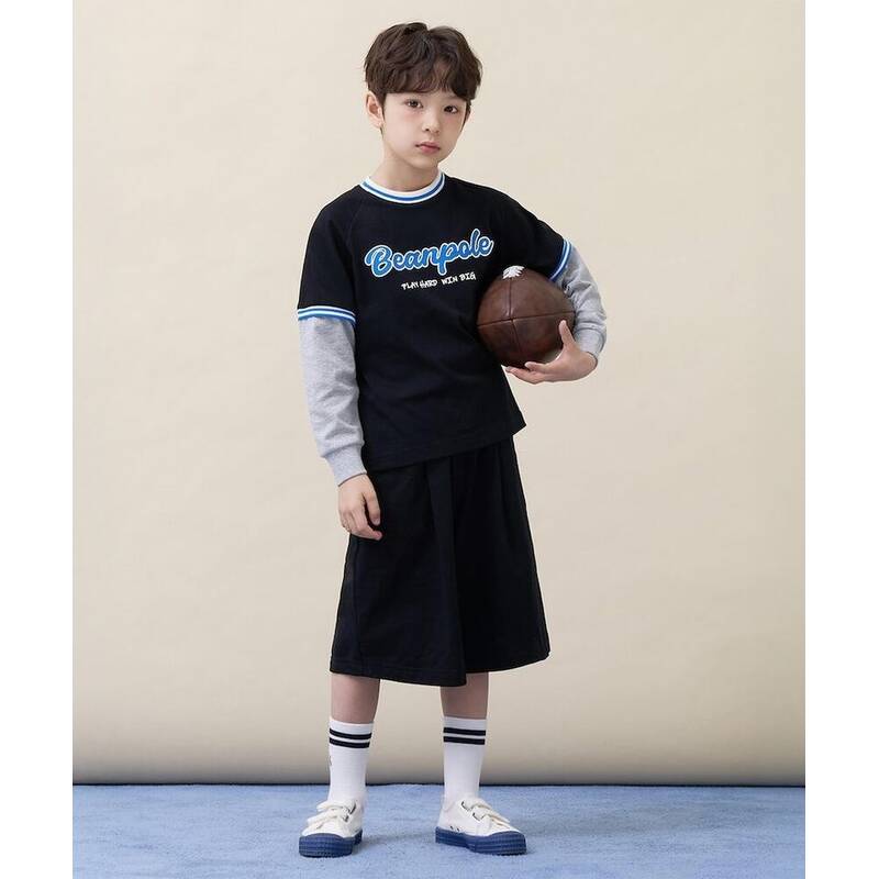 BEANPOLE KIDS グラフィックレイヤードTシャツ バーミューダパンツセット - ブラック (BI6241U045) BI6241U045 377134