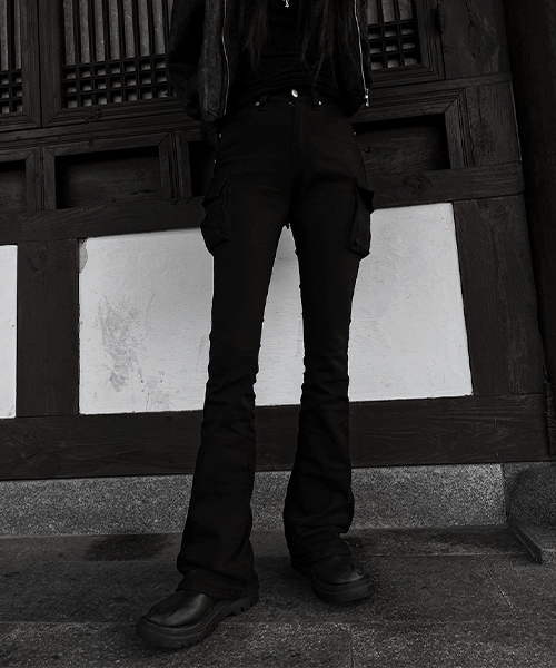 side pocket slim bootcut pants