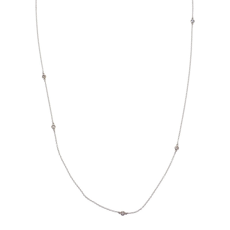 バイザヤード 7PD ロング ネックレス シルバー925 ダイヤモンド レディース【Aランク】
