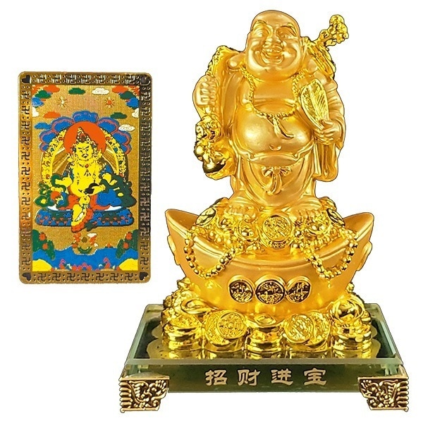 「開運！招財布袋像」＋財神カード 布袋様 置物 金運