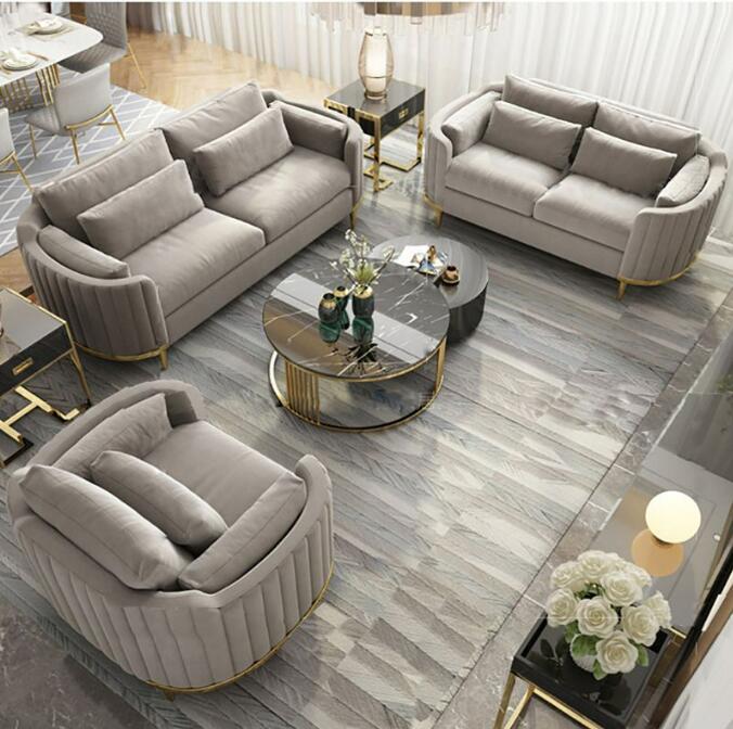 背もたれクッションプレゼントソファリビングルーム家具ドレッサーホームラウンジソファセットモダンベルベットソファセット家具　イタリア風