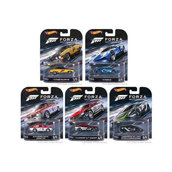 Hot Wheels 2016 Retro Entertainment FORZA Motorsport Set of 5 1/64 Scale Collectible Die Cast Toy Mo