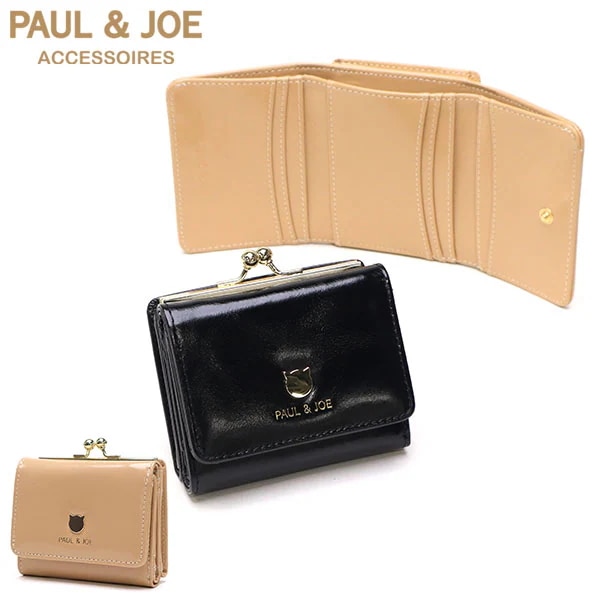 財布 レディース コンパクト 三つ折り財布 小さめ ブランド がま口 女性 牛革 小銭入れ 三つ折り ミニ財布 エナメル SMALL CAT FACE METAL 口金ミニ財布 PJA-W1162