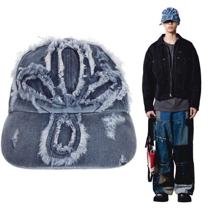 【SURGERY】surgery clover patched denim cap (2colors) surgery clover patched denim cap 'blue'