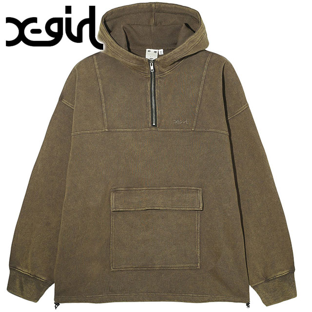 アノラック スウェットトップ [105243012001] ANORAK SWEAT TOP レディース トップス ハーフジップパーカー ビッグシルエット BROWN