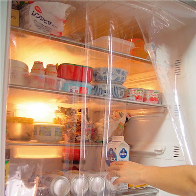 他サイト： 冷蔵庫収納 冷蔵庫カーテン 冷蔵室用 幅46ー59cm用 冷蔵庫 保冷カーテン クール 冷蔵室 庫内 保冷 透明 冷気 クールカーテン 節電 省エネ エコ 電気代 節約 扉 開閉 クリアの商品画像
