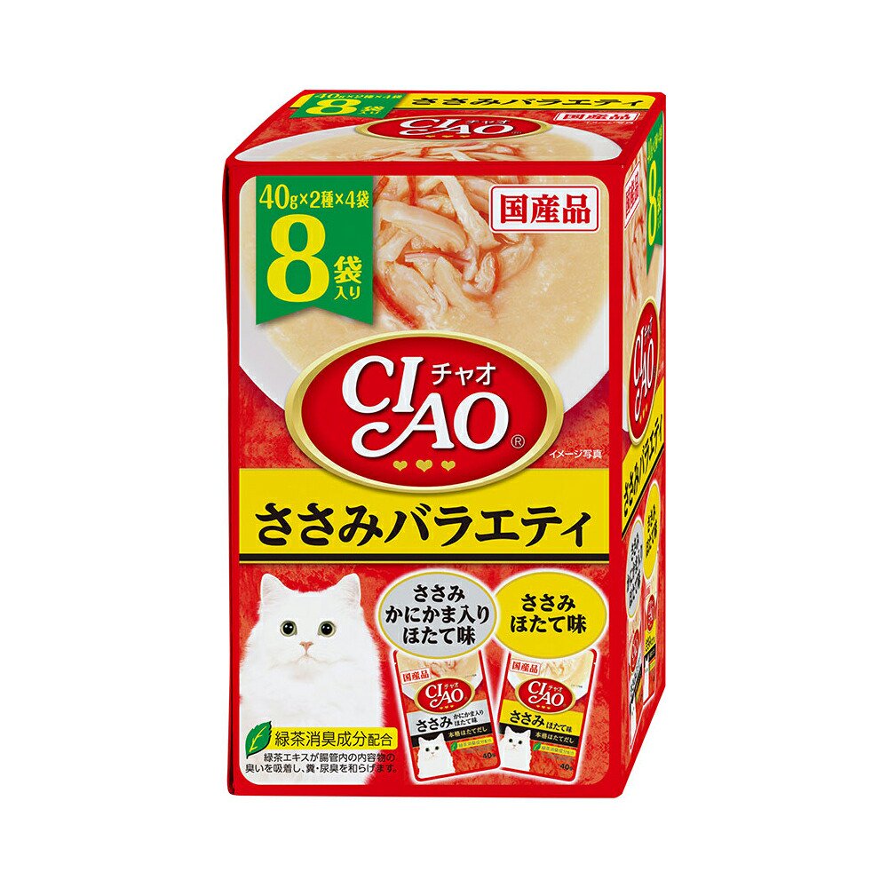 いなば　ＣＩＡＯ　パウチ８袋入り　ささみバラエティ　４０ｇX８袋X１２個　ＣＲＣ35―20―20―10―40