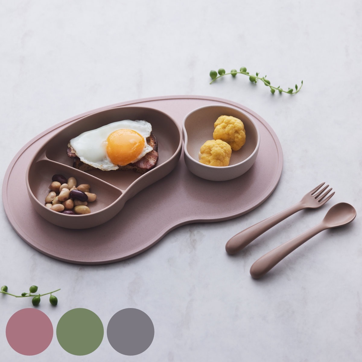 ベビー 食器 SUCSUC ギフトセット4PC 4点セット 日本製 ベビー食器セット 出産祝い キッズ ベビー食器 すくいやすい 割れにくい 仕切り付きプレート ミニボウル トレイ カトラリー