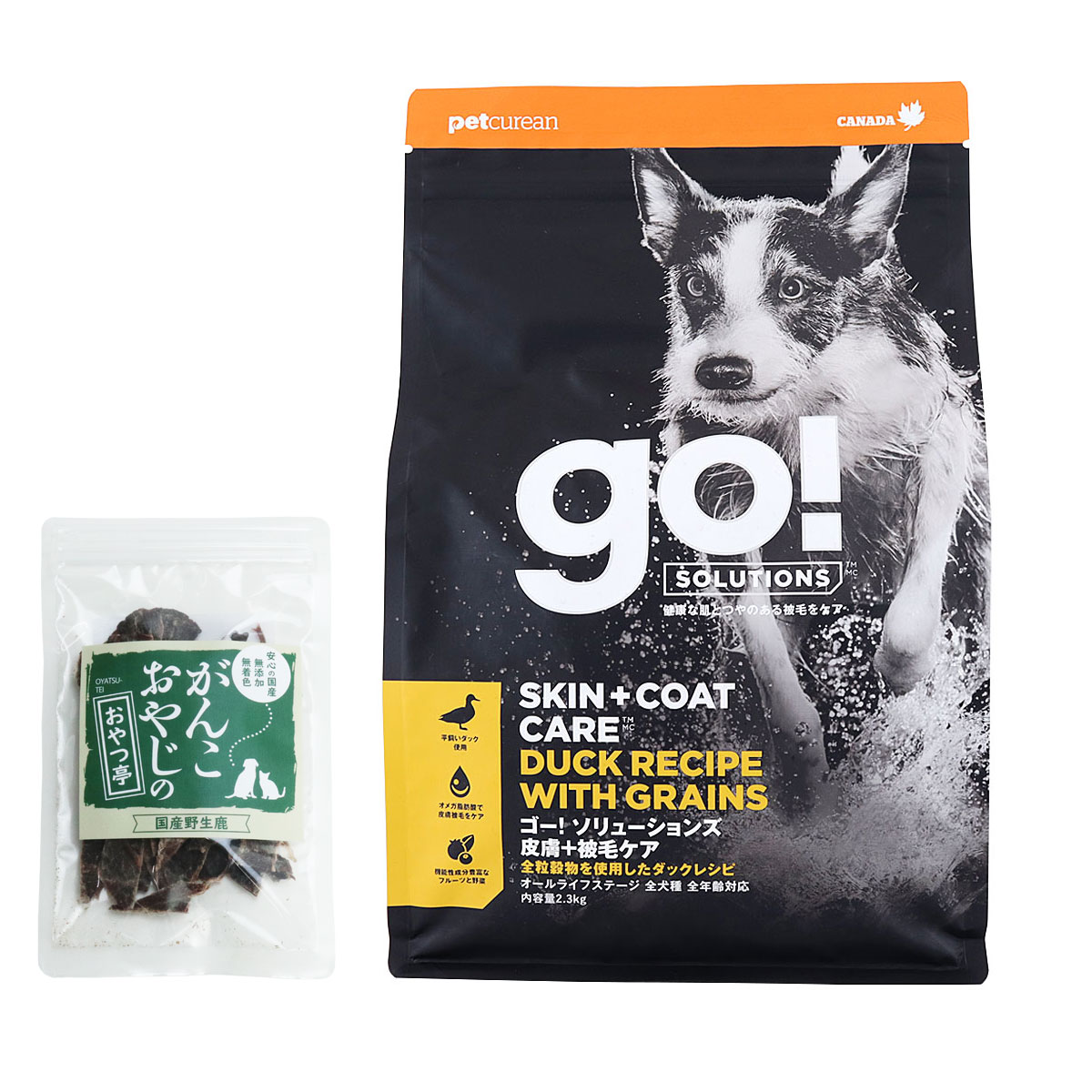 GO! ゴー ソリューションズ 皮膚+被毛ケア 全粒穀物 ダック 2.3kg【国産鹿肉ジャーキー(お試しサイズ)付き】ドッグフード 4,860円