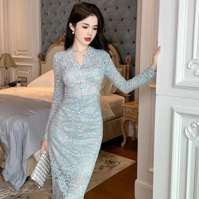 Hot!!!ウェディング成人式 ドッキング 結婚式 パーティードレス 卒業式 チュール ドレス お呼ばれ 発表会 レース ワンピース フラウス風 披露 ブルー キャバ 演奏会 今年人気のドレス ドレス 5,436円