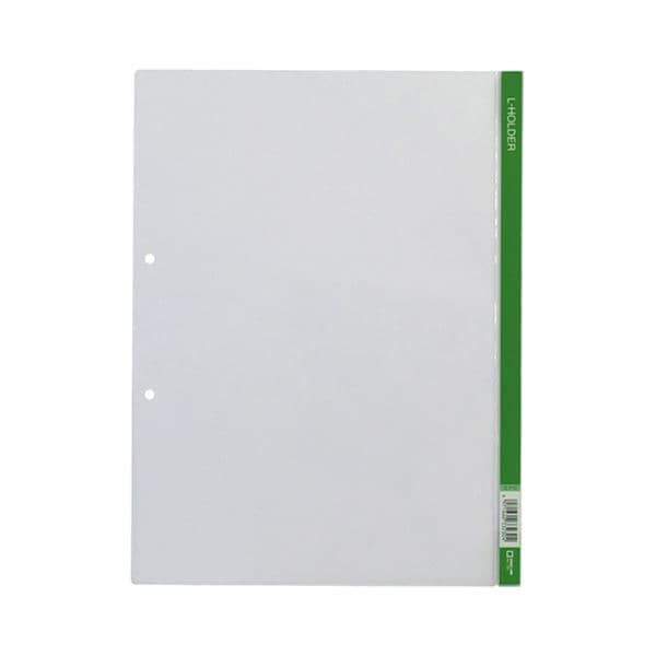 （まとめ） キングジム Lホルダー A4タテ 2穴 緑 見出し付 730 1枚 (×100セット)