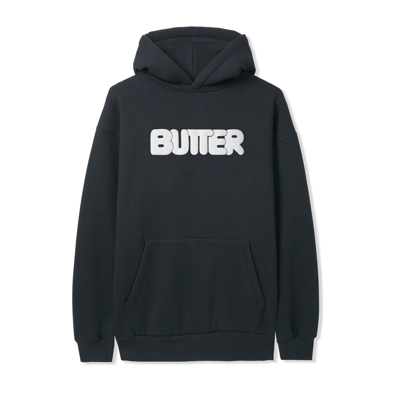 【BUTTER GOODS】 PUFF ROUNDED LOGO PULLOVER HOOD : BLACK