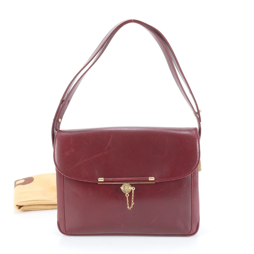 美品 ヴィンテージ イタリア製 ゴールド 金具 レザー 2WAY ショルダーバッグ 斜め掛け ハンド トート レディース ERE CP13-5 中古