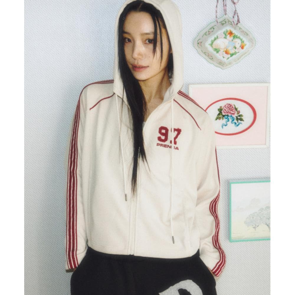 PRENDA JACQUARD TAPE RAGLAN ZIPUP JACKET BEIGE PRTVSSJK1