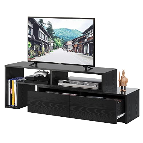 色：ブラック WLIVE テレビ台 テレビボード ローボード 伸縮 角度自由 コーナー 左右レイアウ