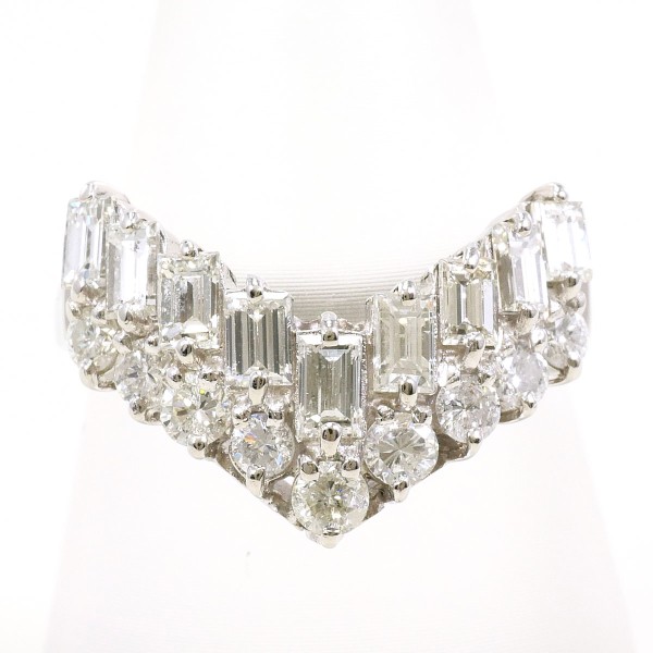 PT900 プラチナ リング 13号 ダイヤ 1.50 カード鑑別書 中古