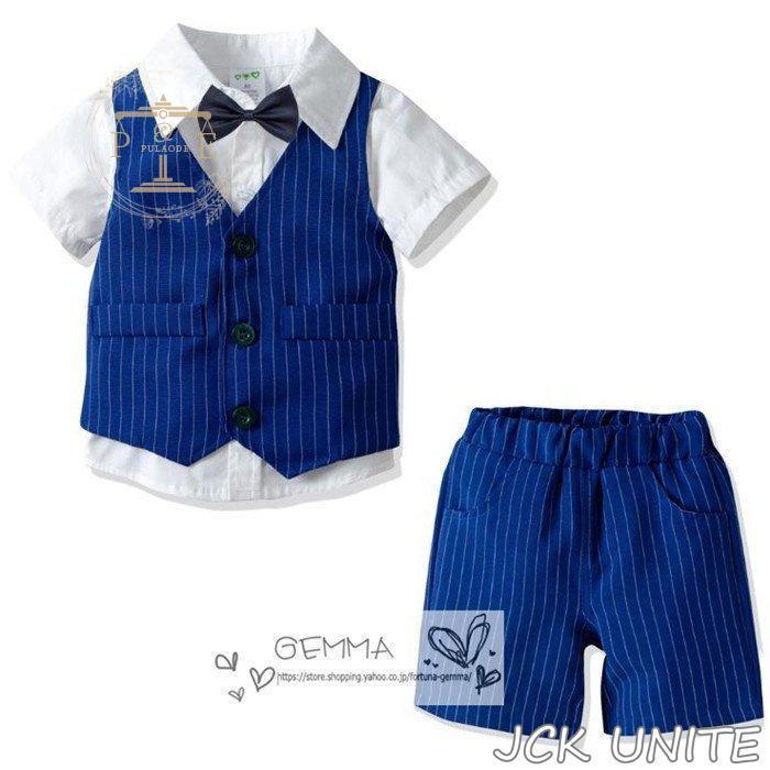 【急速出荷!】男の子 フォーマルスーツ 夏 子供スーツ 上下セット タキシード ベビー服 半袖シャツ 半ズボン ベスト 結婚式 誕生日 お宮参り80-130cm