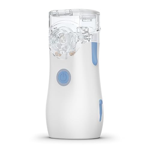 傾けても使える 静音 軽量・コンパクト 収納ふくろ付き 携帯便利 洗いやすい マスク（子供・大人用）とマウスピース付き家庭全員適用 家庭用・自宅用 MY-130ブルー