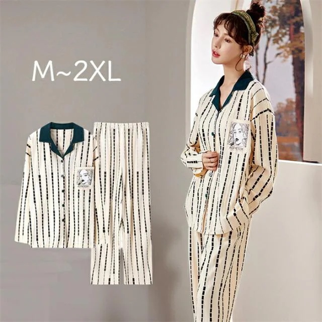 パジャマ レディース 綿100% 可愛い 秋 春 ルームウェア 可愛い 部屋着 上下セット 前開き 長袖 ナイトウェア シンプル おしゃれ 快適 コットンスムース 肌に優しい ナイトウェア 柔らか 4,263円