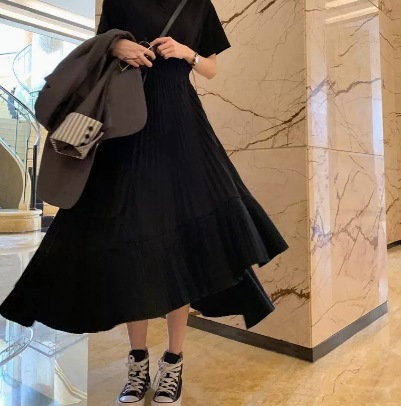 スカート デート モテアイテム ミディアム丈 フレア プリント シフォン 可愛い きれいめ 上品 おしゃれ かっこいい 可愛い ラブリー キュート ガーリー クール モード系 セクシー