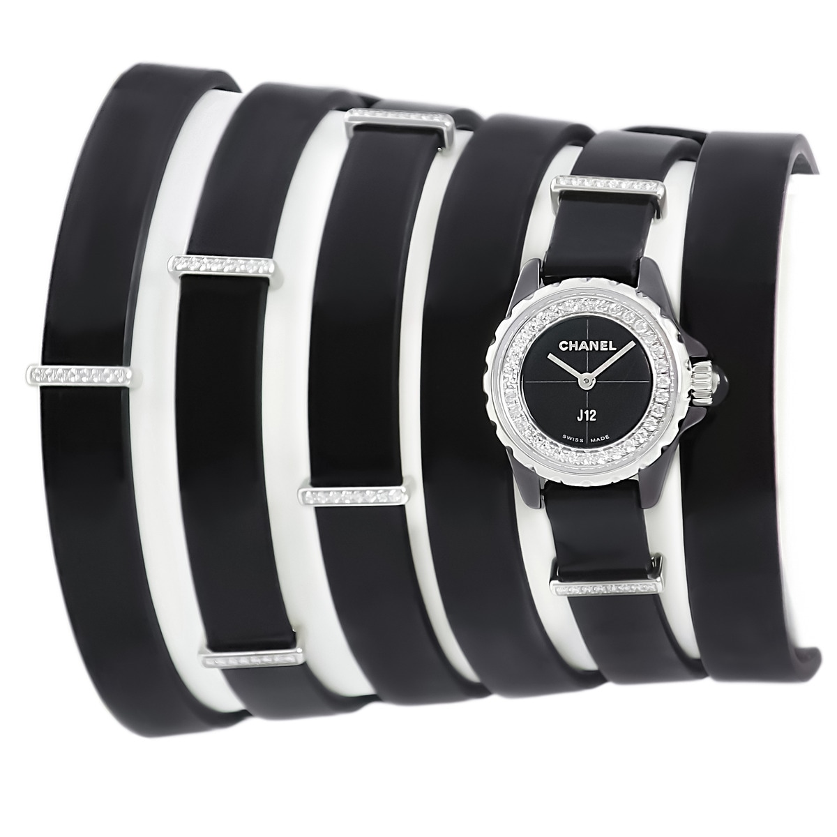 J12 XS 19mm H4665 クオーツ レディース 純正ダイヤモンド Wベルト 黒 エナメル 3年保証 237,930円