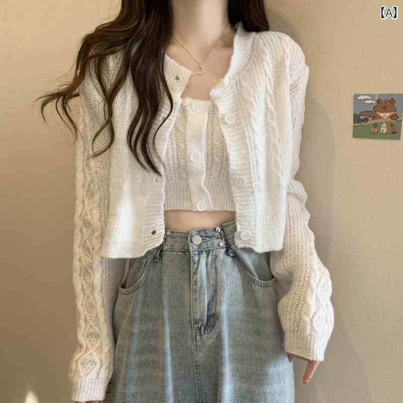 ニット レディース カーディガン おしゃれ カジュアル ショート ツイスト 秋冬 トップス ホワイト グレー ブラック