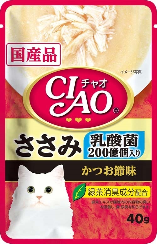 （まとめ買い）いなばペットフード CIAOパウチ 乳酸菌入り ささみ かつお節味 40g IC-302 猫用 [x48]