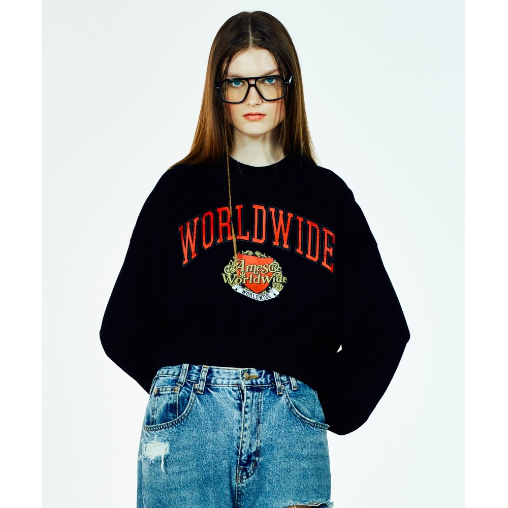AMES-WORLDWIDE カレッジロゴ スウェットシャツ ブラック