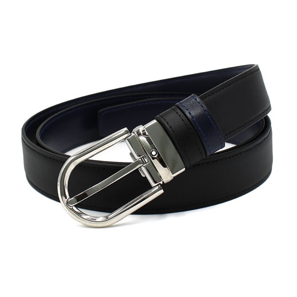 ベルト MB128756 リバーシブル ホースシューバックル メンズ ブラック ブルー
