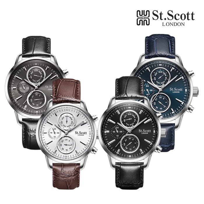 ST.SCOTT LONDON ST2102Lバルカンマルチメンズレザー時計