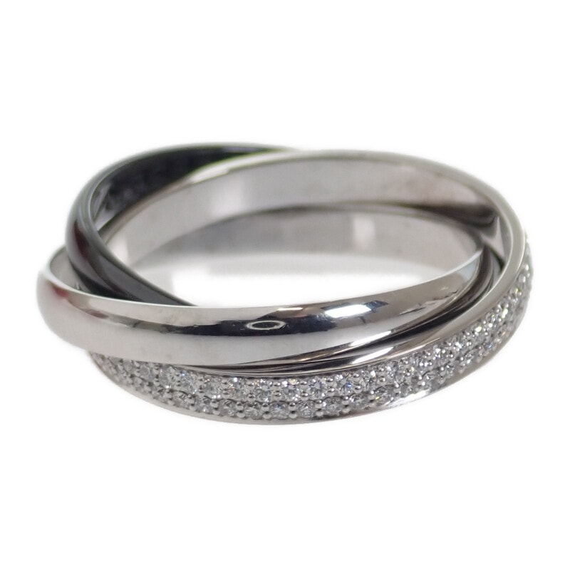 【Aランク】 トリニティリング SM B4095561 リング K18ホワイトゴールド セラミック ダイヤモンド 61 メンズ【ISEYA】