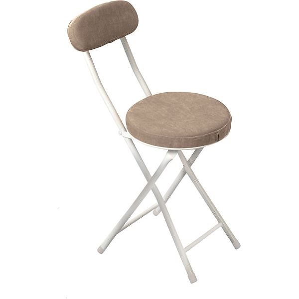 シンプル折りたたみチェア/腰掛け椅子 ベージュ 背もたれ付き 座面高47cm スチール ロンダ PC-32BE 7,002円