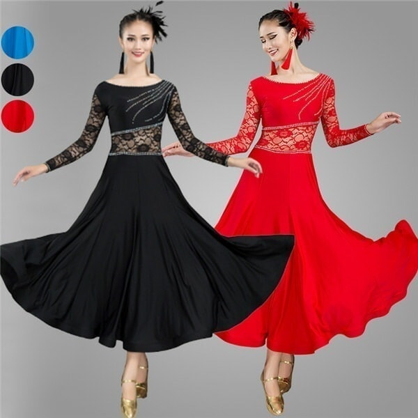 【期間特典】社交ダンス モダンドレス 社交ダンス衣装 ダンス発表会 大きい裾 社交ダンスドレス 競技着 練習着 演出用 社交ダンス ドレス スタンダードドレス ワルツダンス ダンス衣装 デモ用 パー