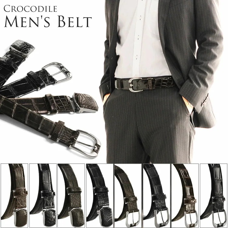 クロコダイルレザーベルト40mm本無双メンズカジュアルベルト