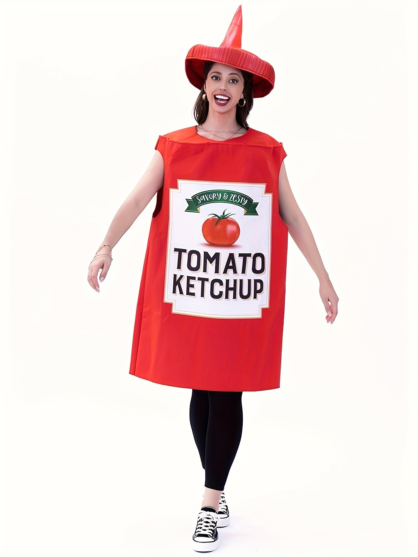 レッドケチャップコスチューム面白い食べ物をテーマにしたパーティードレスハロウィンやお祭りの行事のための斬新な衣装女性用服