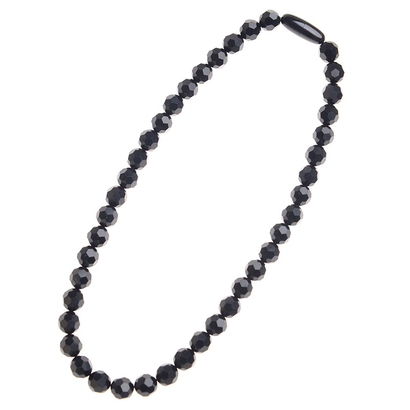 ジェット六角形カットネックレス 10ｍｍ 16インチ 切子 日本製 天然ジェット