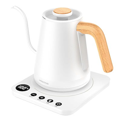 他サイト： 即納：ハゴオギ (HAGOOGI) 電気ケトル コーヒー ケトル 1.0L 1200W 温度調節(1℃単位)/保温機能/空焚き防止 細口 ドリップ ポット (ホワイト)の商品画像