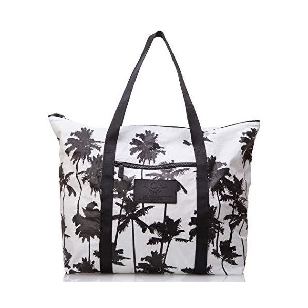 ALOHA Collection Coco Palms Zipper Tote in Black 並行輸入品