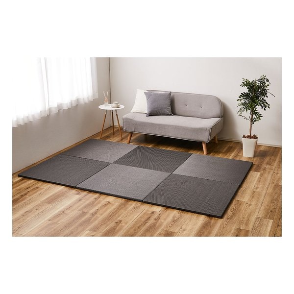 い草風置き畳 綾模様 水拭き可 約65×65×2.5cm 同色6枚入 グレー 159056173