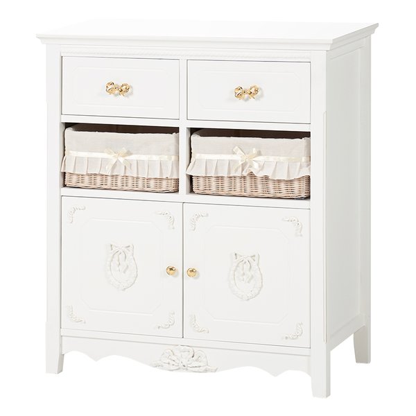 キャビネット 約 幅78×奥行37×高さ88cm ホワイト RCC-1681