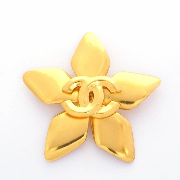 【美品】シャネル ココマーク フラワーモチーフ 回転ピンタイプ 【ブローチ】