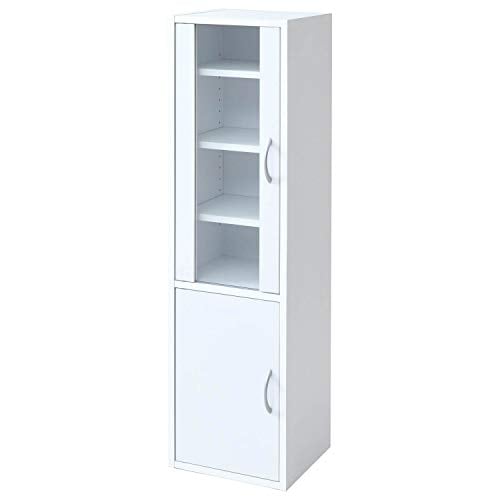 [山善] 食器棚 (スリム) 幅32 (ハイタイプ) 高さ120奥行29 (扉が左右付け替えられる/棚板高さ調節) 一人暮らし 組立品 ホワイト CCB-1230(WH) 【ABO.co.jp限