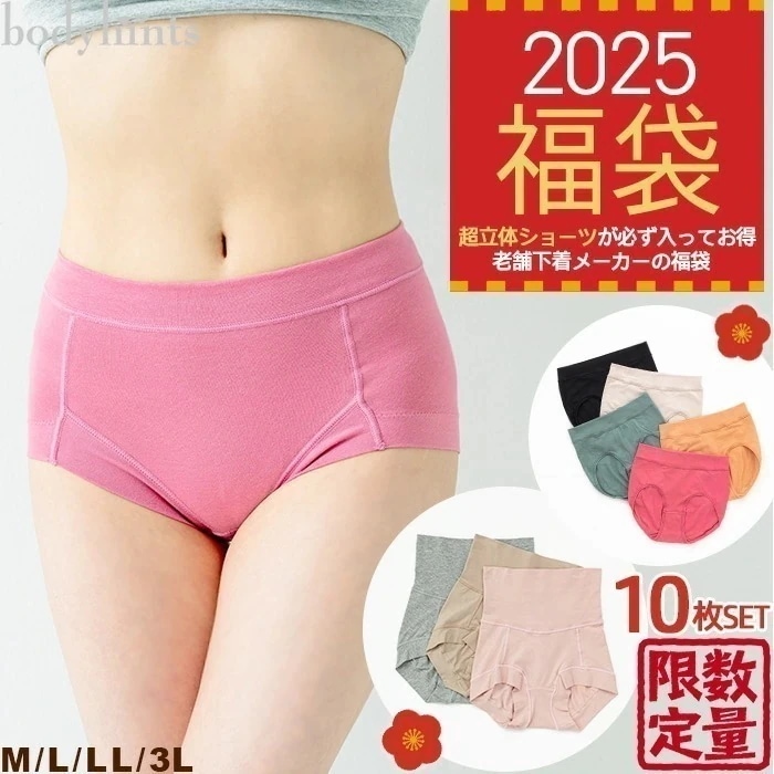 2025年新春福袋 ショーツ 10枚セット M/L/LL選択可 レディース 下着メーカー直販 数量限定 大きいサイズ メール便不可