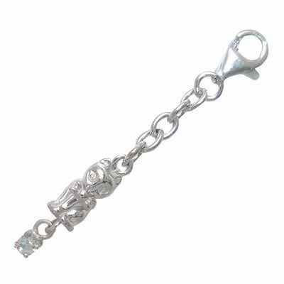 幸せを招く猫モチーフ ( 3月誕生石 ) シルバー アクアマリンチャームトップホルダー楽ギフ_包装