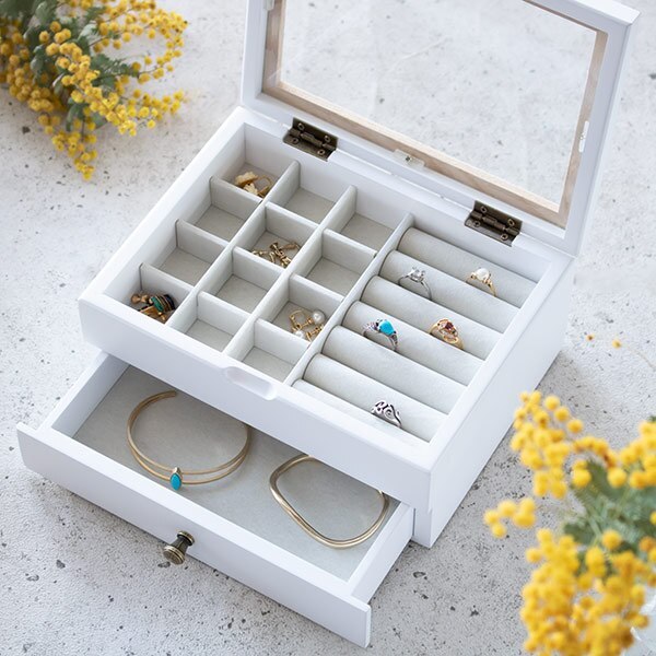 ジュエリーボックス 2段 ミア ドロワーボックス 木製 アクセサリーケース （ アクセサリーボックス