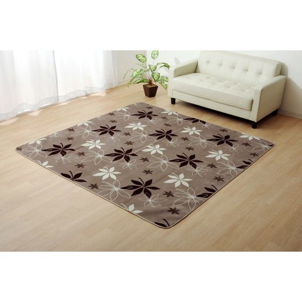 1380000001077 ラグ カーペット 2畳 洗える 抗菌 防臭 無地 『WSプランタ』 ブラウン 約185×185cm (ホットカーペット対応) メーカー直送 5,262円