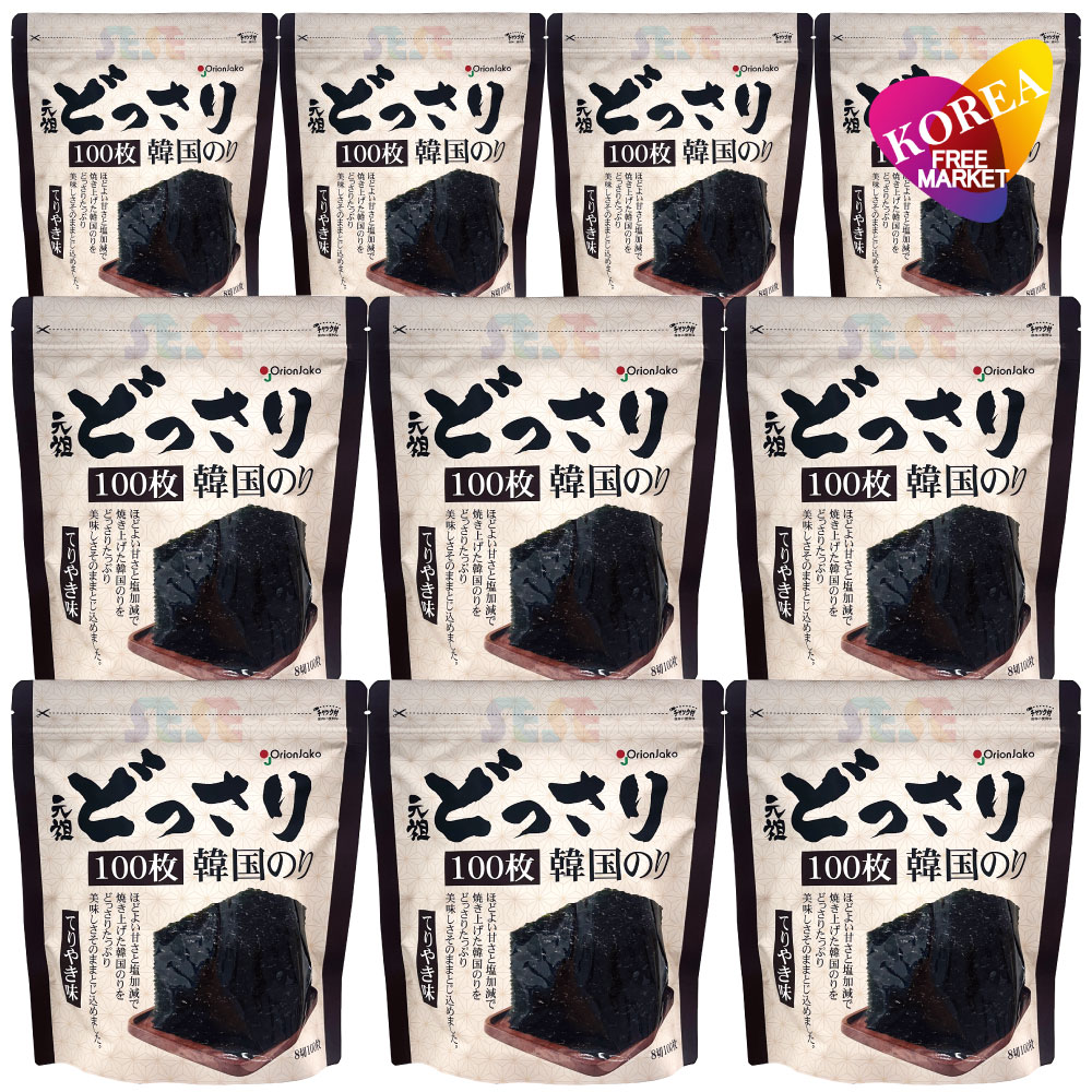 オリオンジャコー どっさり 韓国のり 10袋セット 100枚入 てりやき味 / チャック付き袋 Orionjako
