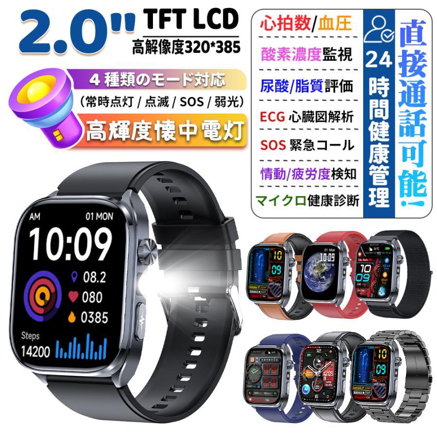 スマートウォッチ 血圧測定 ECG心電図 通話機能 体温 血圧測定 体組成 血液成分分析 LINE着信通知 血中酸素 歩数計 睡眠 iPhone Android対応