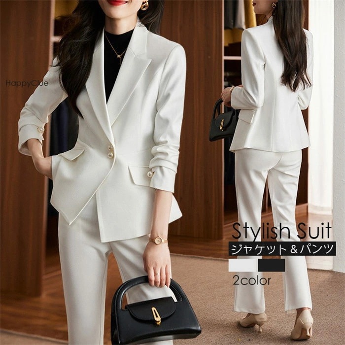 事務服 スーツ セット パンツスーツ おしゃれスーツ レディース フォーマル OL オフィス ビジネス 通勤就活面接 入社 30代 40代 50代 ママスーツ 母親 卒業式 入学式 結婚式 二次会 キ